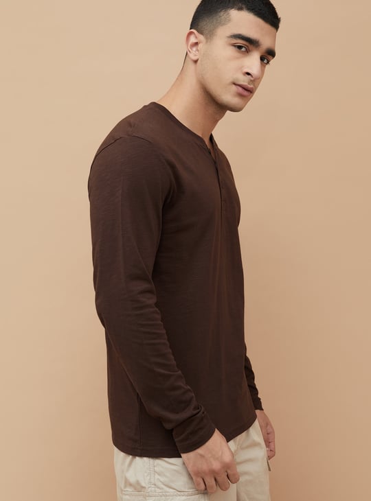 FAME FOREVER Solid Henley T-shirt