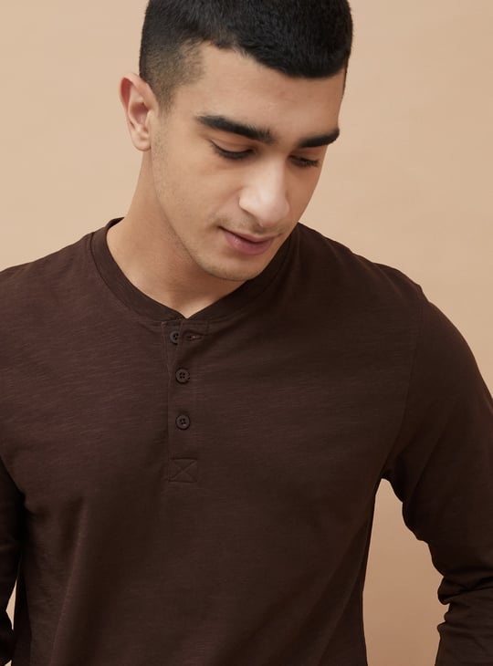 FAME FOREVER Solid Henley T-shirt