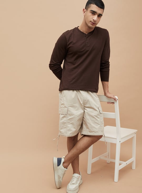 FAME FOREVER Solid Henley T-shirt
