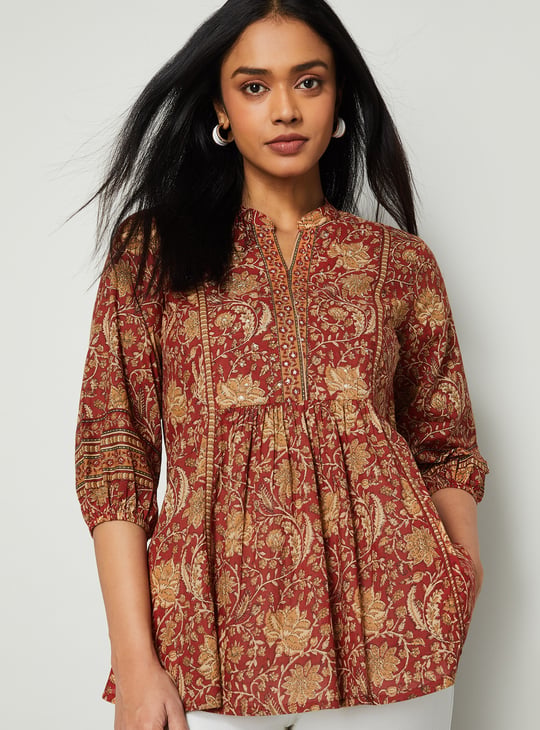 MELANGE Floral Print A-line Top