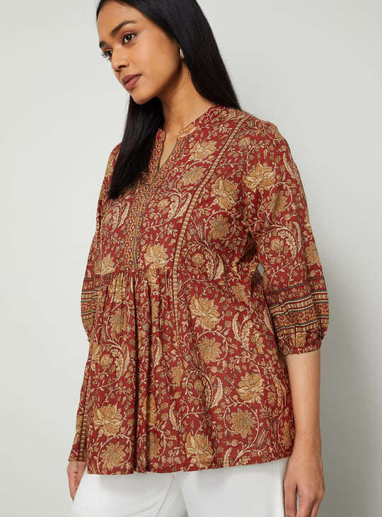 MELANGE Floral Print A-line Top