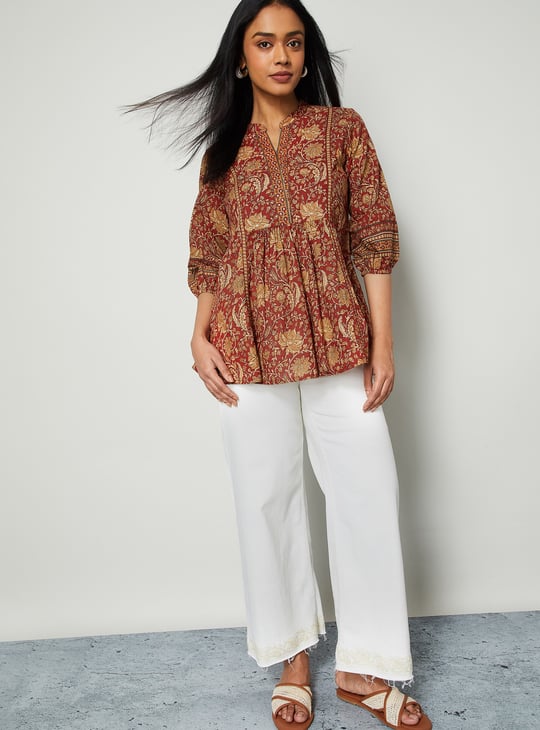 MELANGE Floral Print A-line Top
