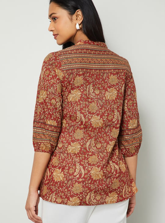 MELANGE Floral Print A-line Top