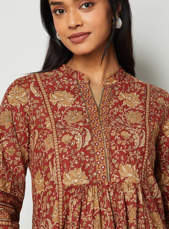 MELANGE Floral Print A-line Top