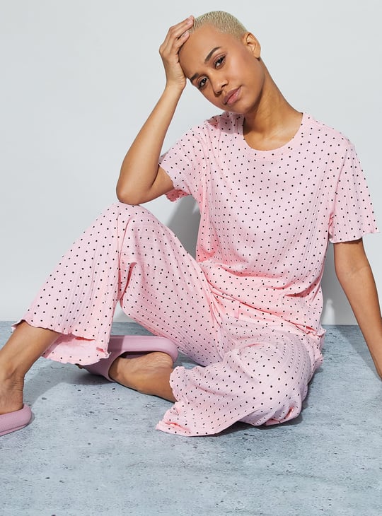 GINGER Polka-Dot Print Night Suit