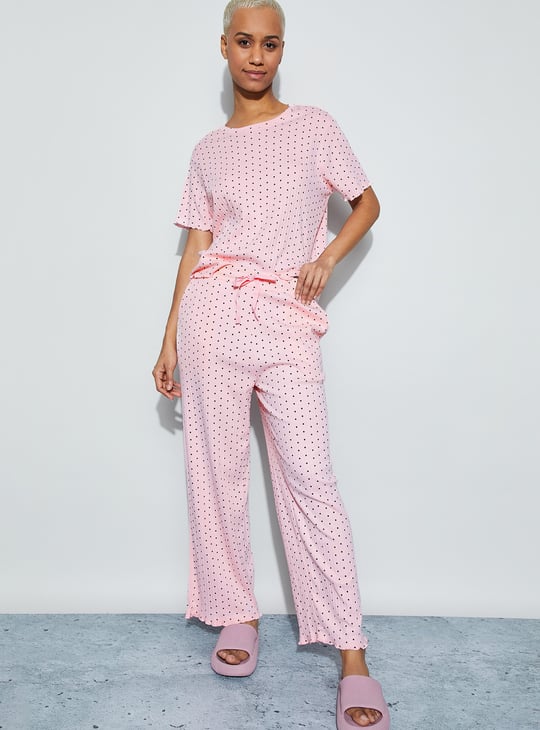 GINGER Polka-Dot Print Night Suit