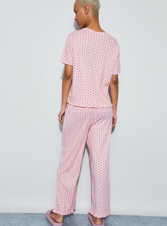 GINGER Polka-Dot Print Night Suit