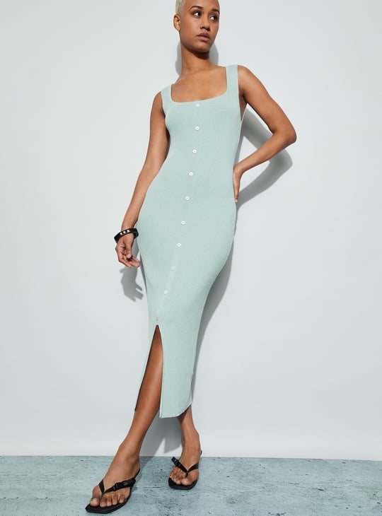 GINGER Ribbed Slitted Bodycon Dress