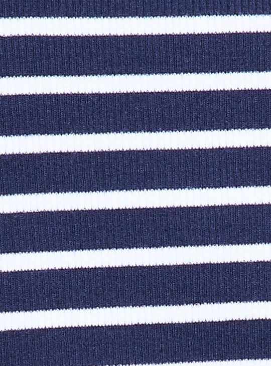 GINGER Striped Knit Top with Notched Hem