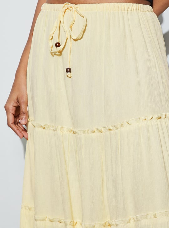 GINGER Solid Tiered Maxi Skirt