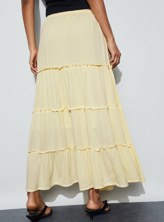 GINGER Solid Tiered Maxi Skirt