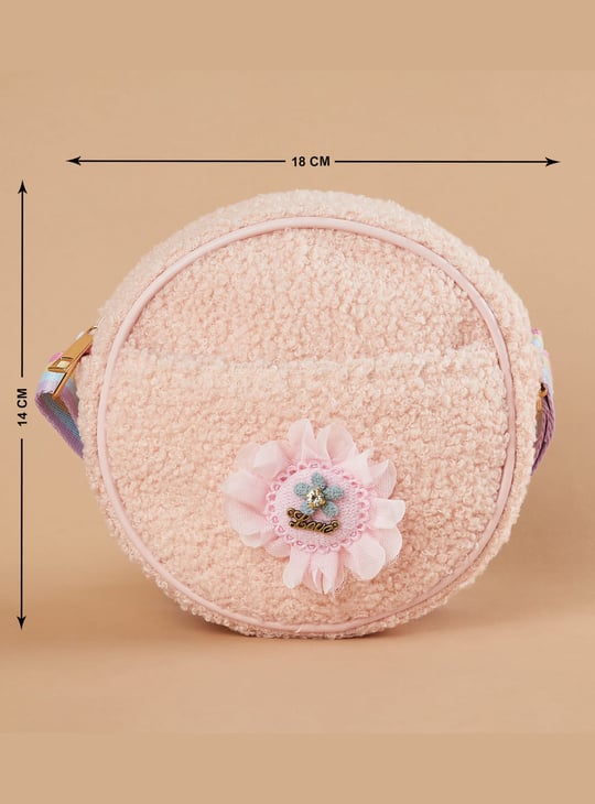 GINGER Girls Floral Applique Sling Bag with Pouch