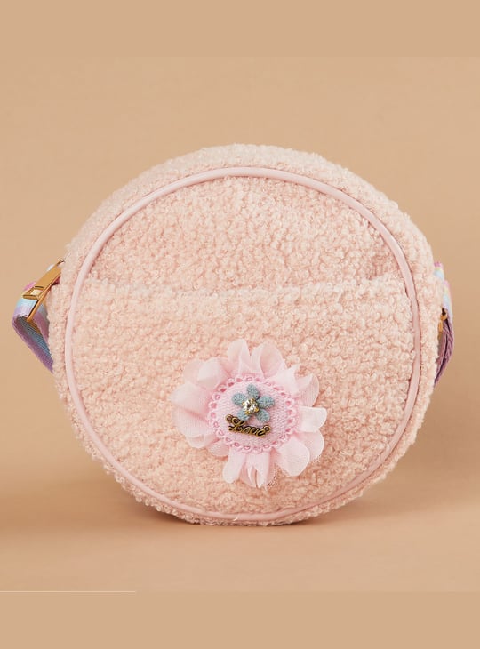 GINGER Girls Floral Applique Sling Bag with Pouch