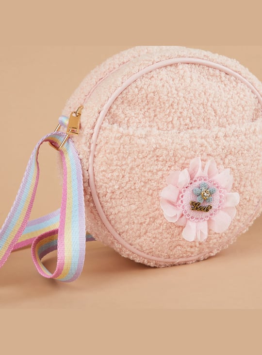 GINGER Girls Floral Applique Sling Bag with Pouch