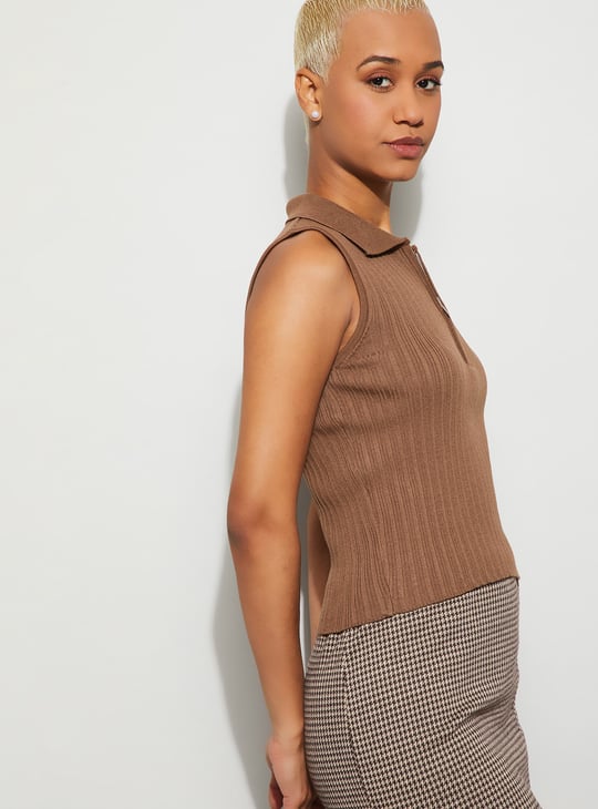 GINGER Knit Collared Top