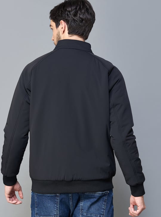 COLORPLUS Solid Mock Collar Bomber Jacket