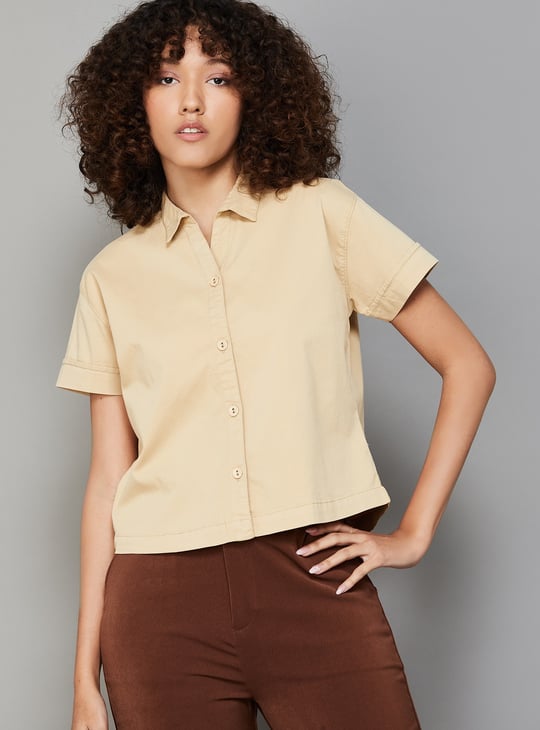 KRAUS Solid Crop Shirt