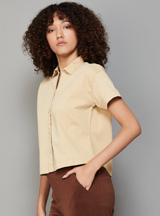 KRAUS Solid Crop Shirt