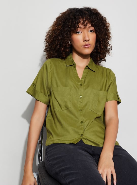 FAME FOREVER Solid Regular Fit Shirt