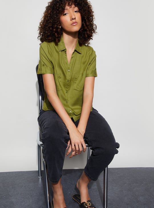 FAME FOREVER Solid Regular Fit Shirt