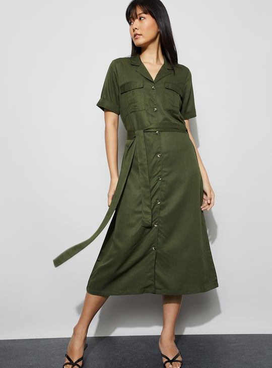 FAME FOREVER Solid Shirt Dress
