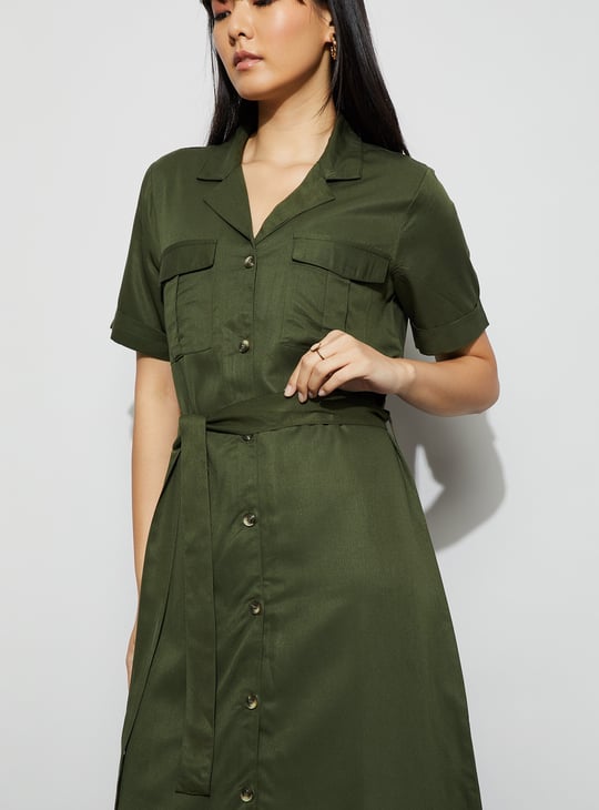 FAME FOREVER Solid Shirt Dress