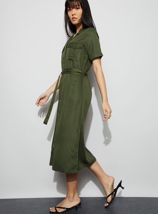 FAME FOREVER Solid Shirt Dress