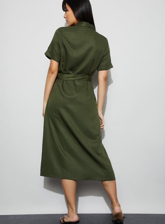 FAME FOREVER Solid Shirt Dress