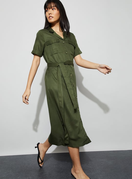 FAME FOREVER Solid Shirt Dress