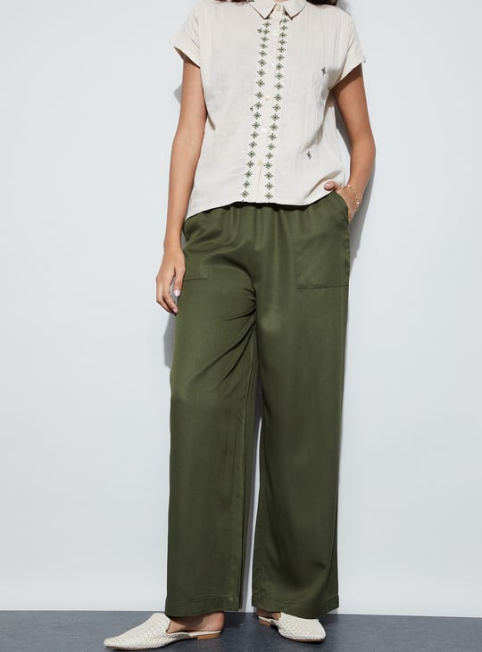 FAME FOREVER Drawstring Mid-Rise Trousers