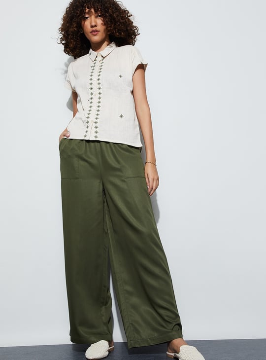 FAME FOREVER Drawstring Mid-Rise Trousers