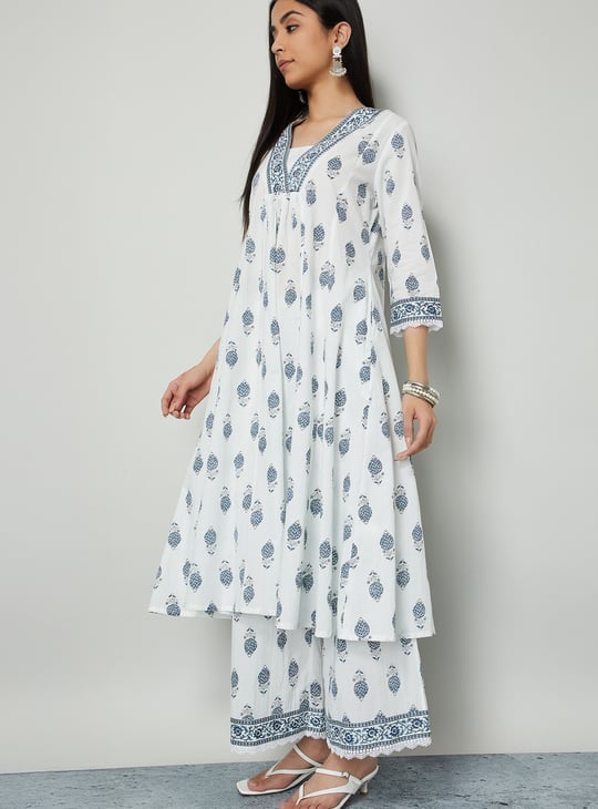 MELANGE Ethnic Motif Print A-line Kurta Set