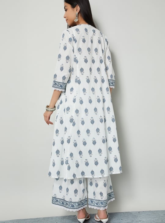 MELANGE Ethnic Motif Print A-line Kurta Set