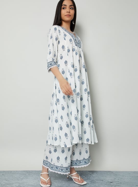 MELANGE Ethnic Motif Print A-line Kurta Set
