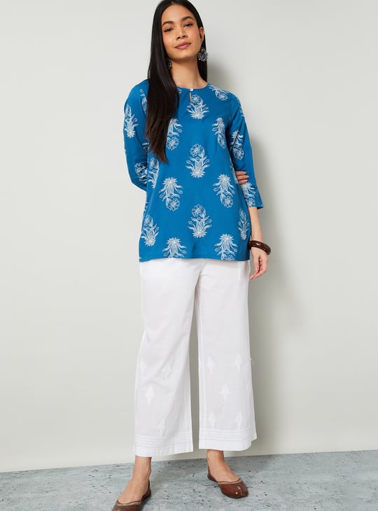MELANGE Embroidered Palazzo Pants