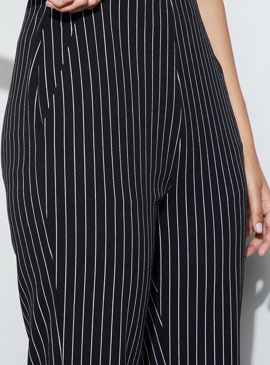 CODE Striped Flat Front Trousers