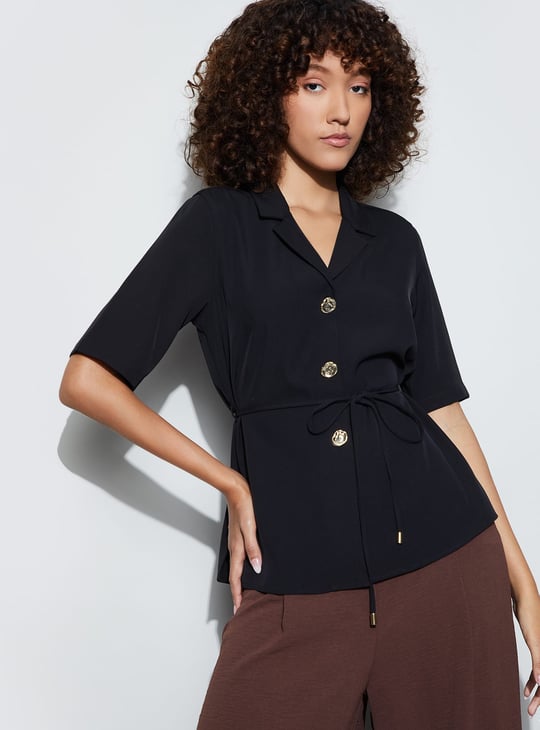 CODE Solid Tie-Up Waist Top