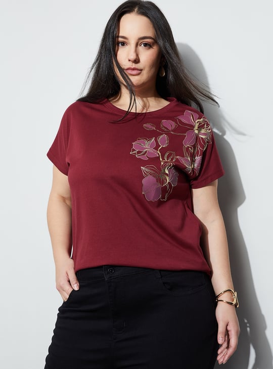 NEXUS Floral Print Half Sleeves T-shirt