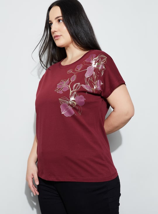 NEXUS Floral Print Half Sleeves T-shirt
