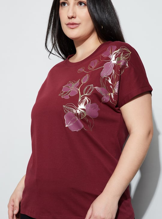 NEXUS Floral Print Half Sleeves T-shirt