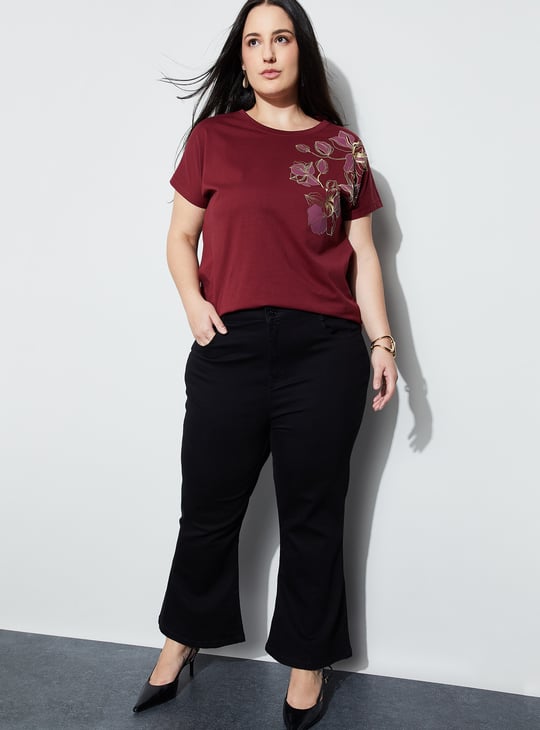NEXUS Floral Print Half Sleeves T-shirt