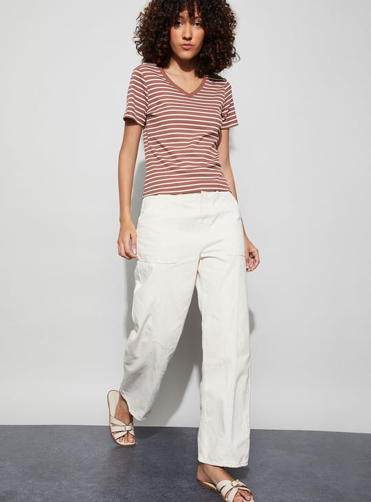 FAME FOREVER Striped Knit T-shirt