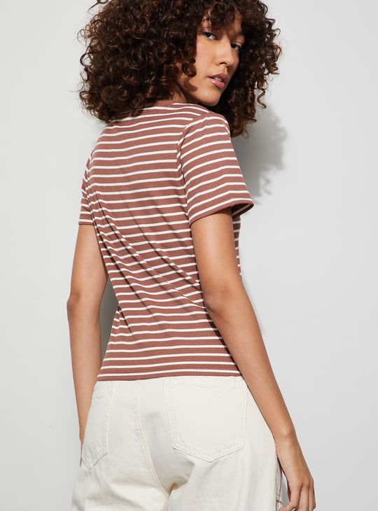 FAME FOREVER Striped Knit T-shirt
