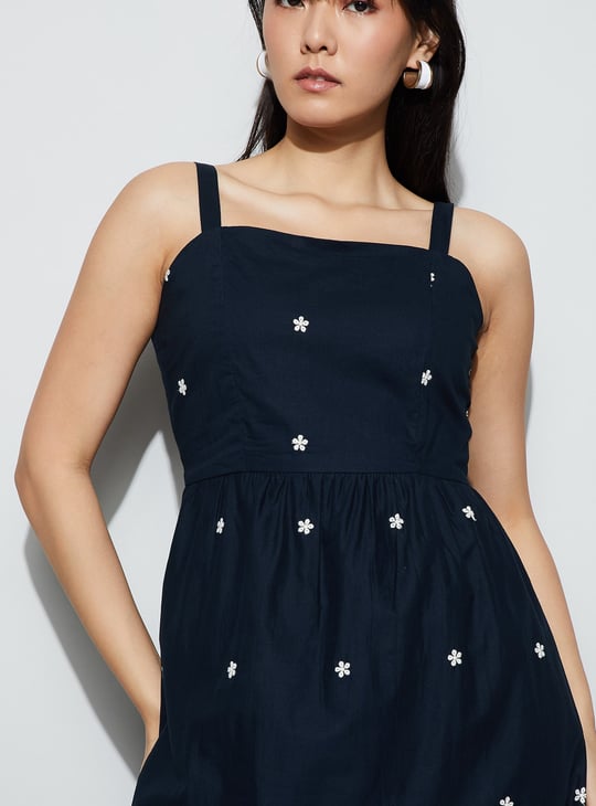 FAME FOREVER Embroidered Fit and Flare Dress
