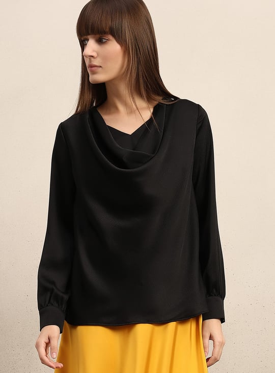 VERO MODA Solid Cowl Neck Top