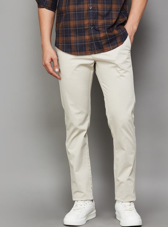 INDIAN TERRAIN Solid Brooklyn Trousers (Slim Straight)