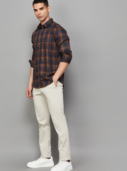 INDIAN TERRAIN Solid Brooklyn Trousers (Slim Straight)