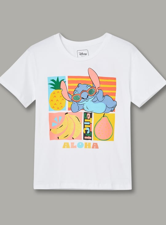 KIDSVILLE Girls Lilo & Stitch Print T-shirt