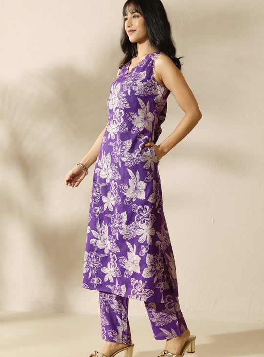 LIBAS Floral Print A-Line Kurta Set