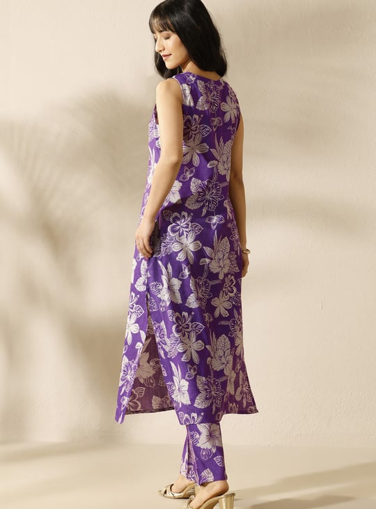 LIBAS Floral Print A-Line Kurta Set